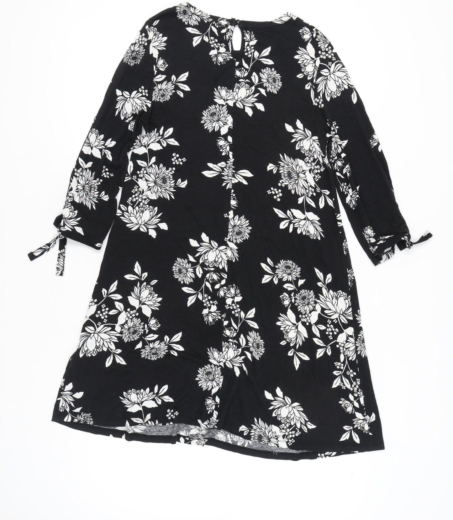 Debenhams Women’s Black Floral Shift Dress Size 12 Knee Length