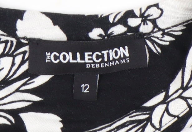 Debenhams Women’s Black Floral Shift Dress Size 12 Knee Length