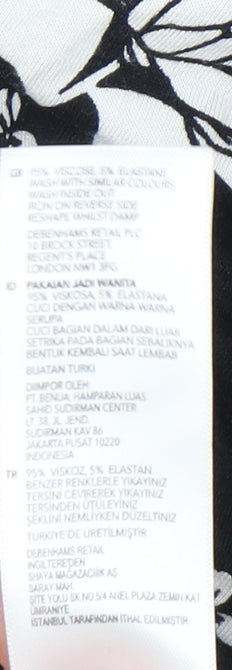 Debenhams Women’s Black Floral Shift Dress Size 12 Knee Length