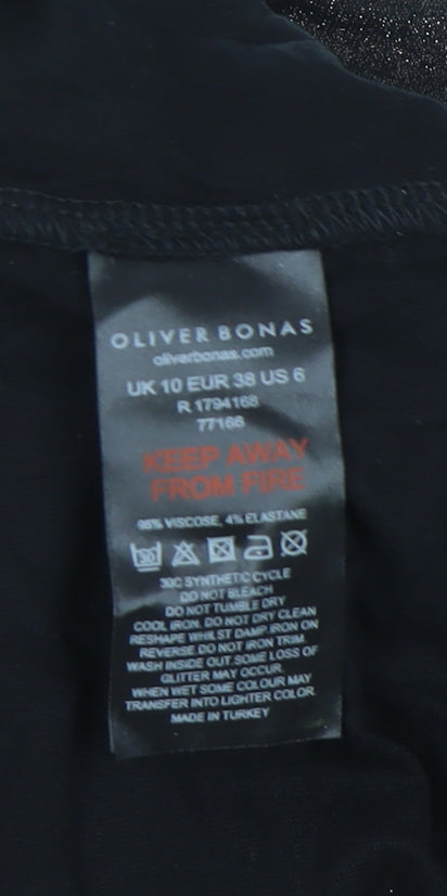 Womens UK Size 10 Oliver Bonas Black Tunic Blouse