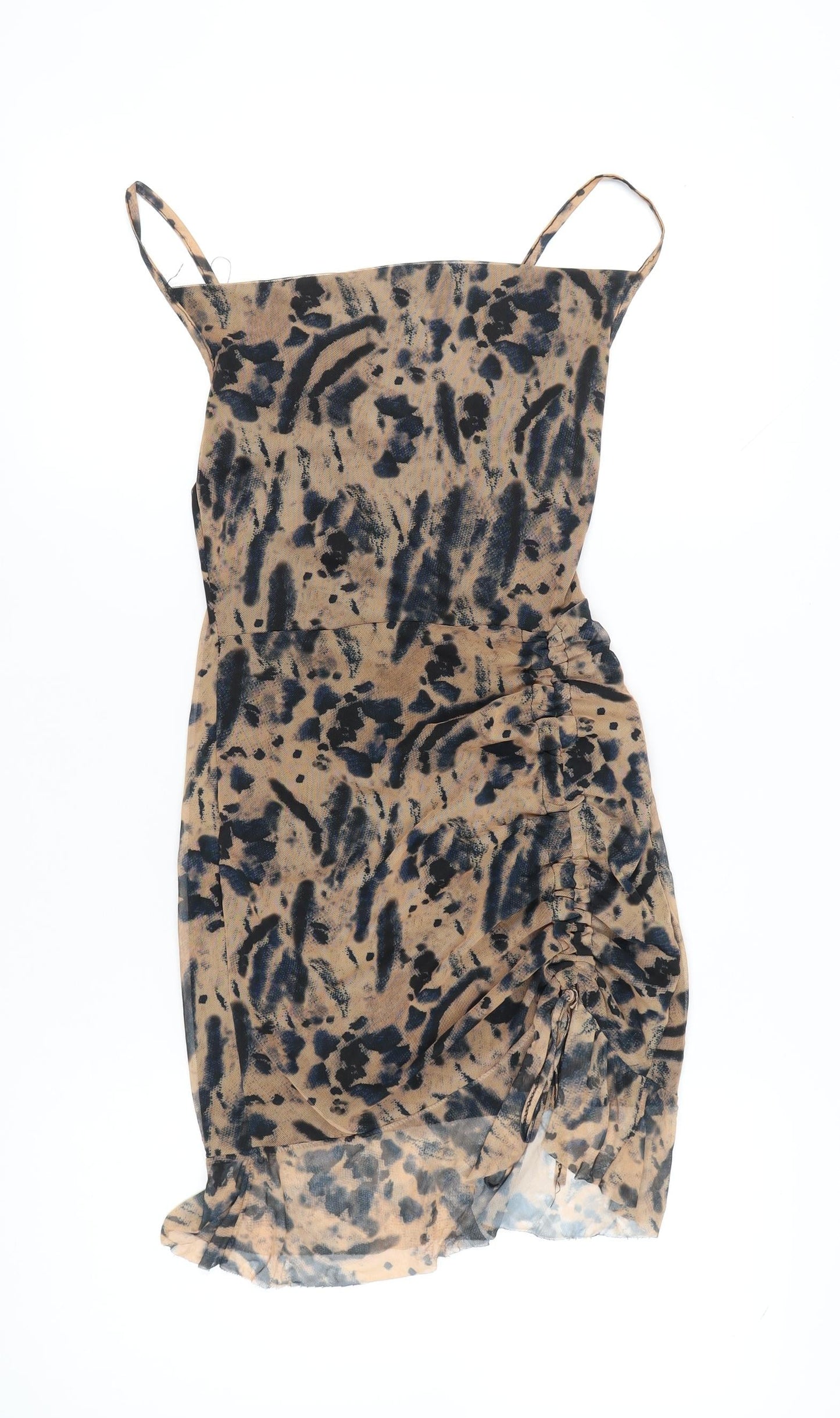 PrettyLittleThing Women Beige Animal Print Bodycon Mini Dress Size 10