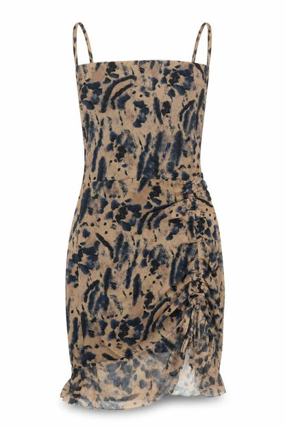 PrettyLittleThing Women Beige Animal Print Bodycon Mini Dress Size 10
