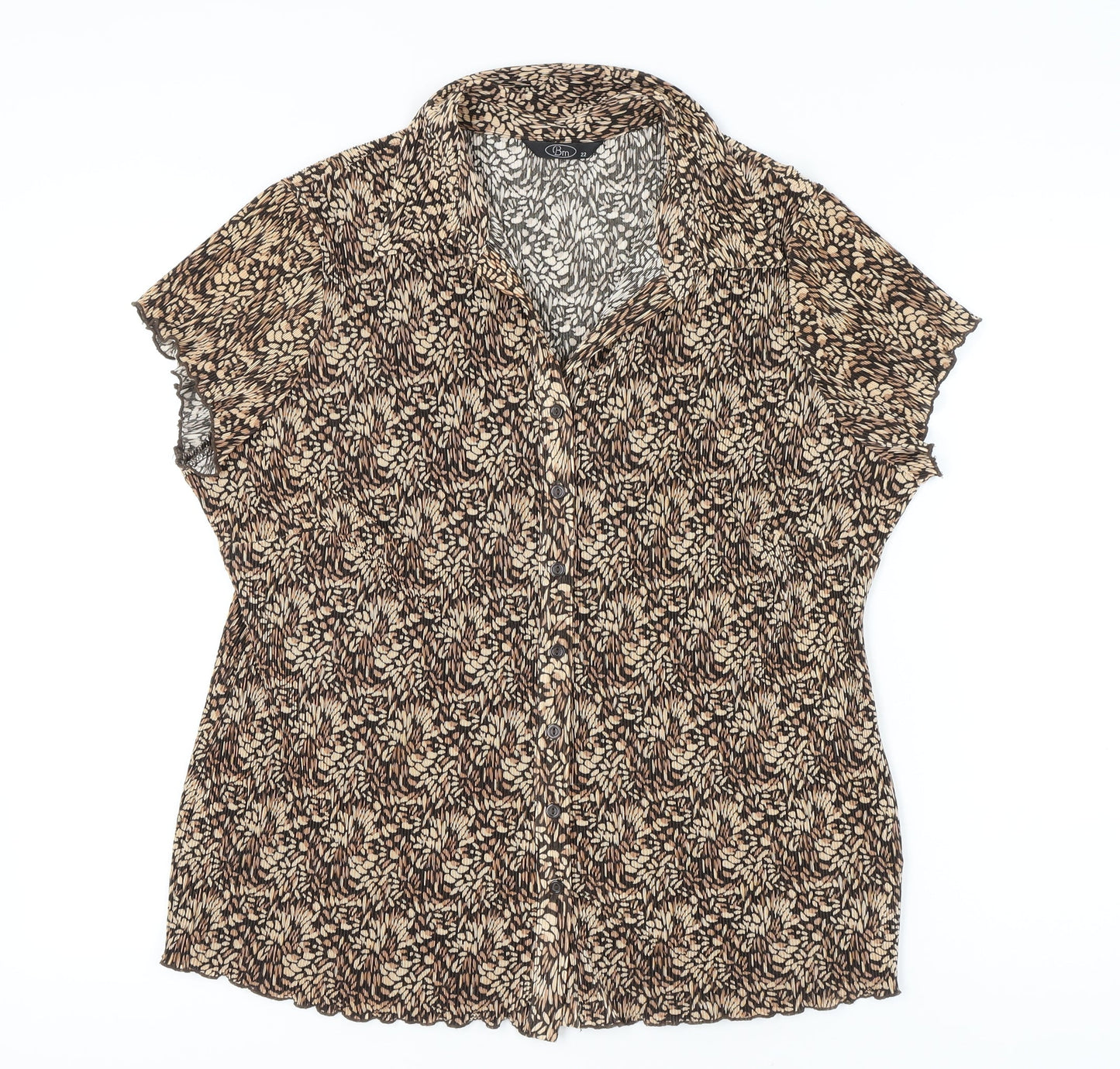 Womens UK Size 22 BM Brown Basic Button-Up