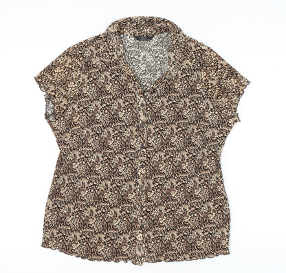 Womens UK Size 22 BM Brown Basic Button-Up