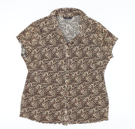 Womens UK Size 22 BM Brown Basic Button-Up