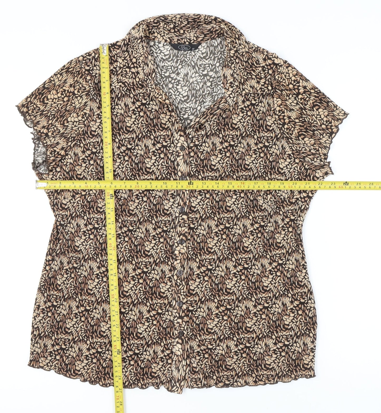 Womens UK Size 22 BM Brown Basic Button-Up