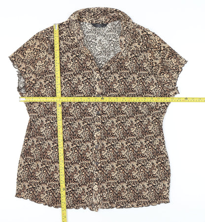 Womens UK Size 22 BM Brown Basic Button-Up