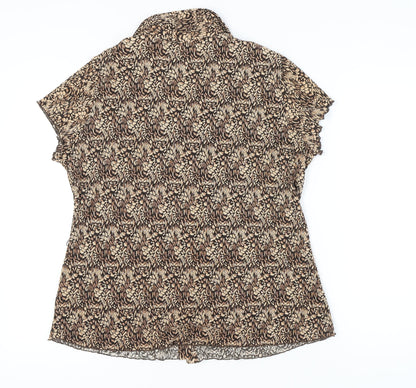 Womens UK Size 22 BM Brown Basic Button-Up