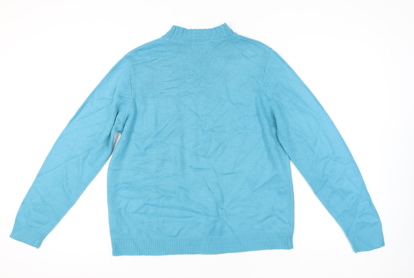 EWM Women’s Blue Cable Knit Mock Neck Jumper Size 18