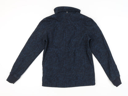 H&M Boys Blue Geometric Softshell Jacket Age 14 Years Full Zip