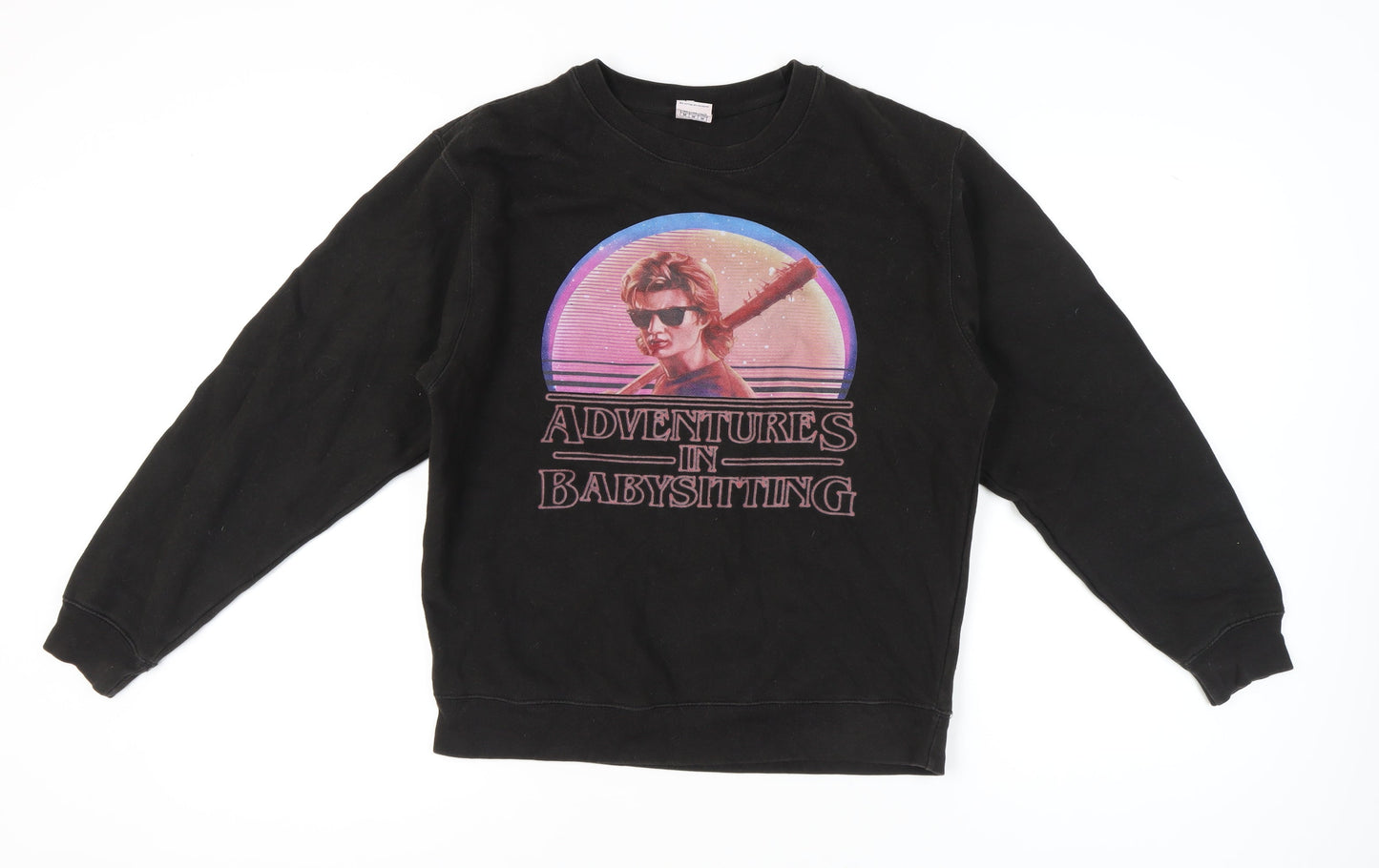 Delta Fleece Womens Black Medium Graphic Pullover Sweatshirt Vintage