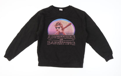 Delta Fleece Womens Black Medium Graphic Pullover Sweatshirt Vintage