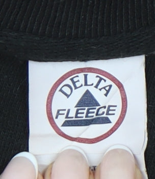 Delta Fleece Womens Black Medium Graphic Pullover Sweatshirt Vintage