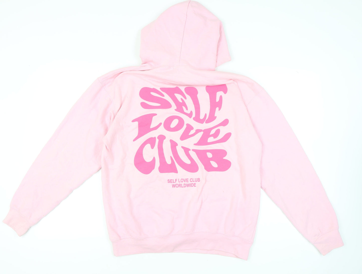Boohoo Women’s Pink Pullover Hoodie M Self Love Club Graphic