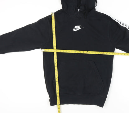 Nike Womens Black XS Pullover Hoodie Sweatshirt Logo Tape Sleeve