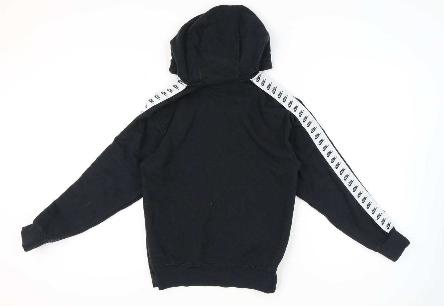 Nike Womens Black XS Pullover Hoodie Sweatshirt Logo Tape Sleeve