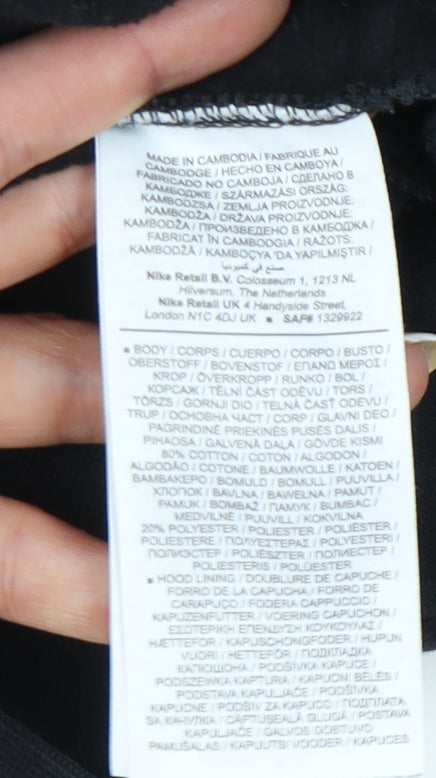 Nike Womens Black XS Pullover Hoodie Sweatshirt Logo Tape Sleeve