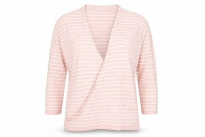 Paul Costelloe Women’s Pink Striped Linen Cardigan L V-Neck