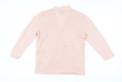 Paul Costelloe Women’s Pink Striped Linen Cardigan L V-Neck
