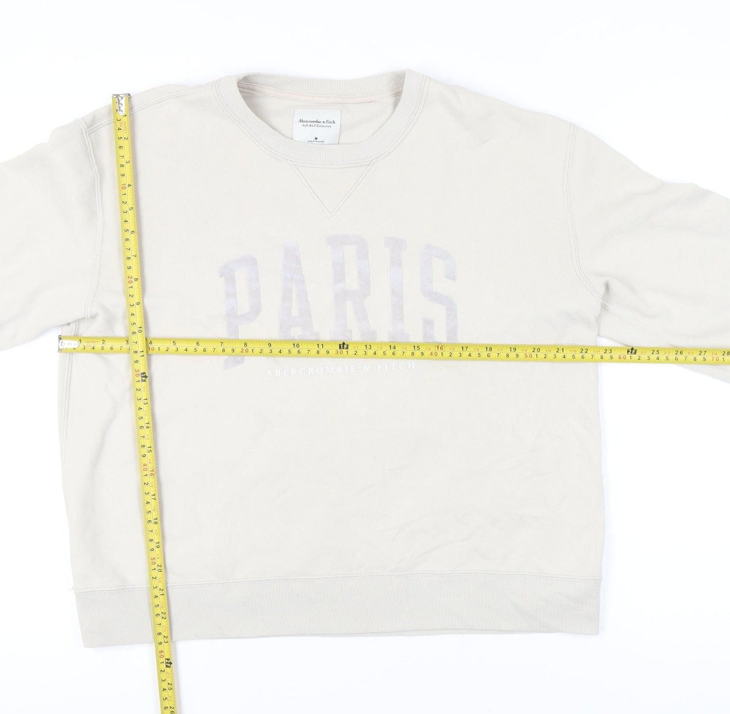 Abercrombie & Fitch Women Beige Paris Sweatshirt Size M Pullover