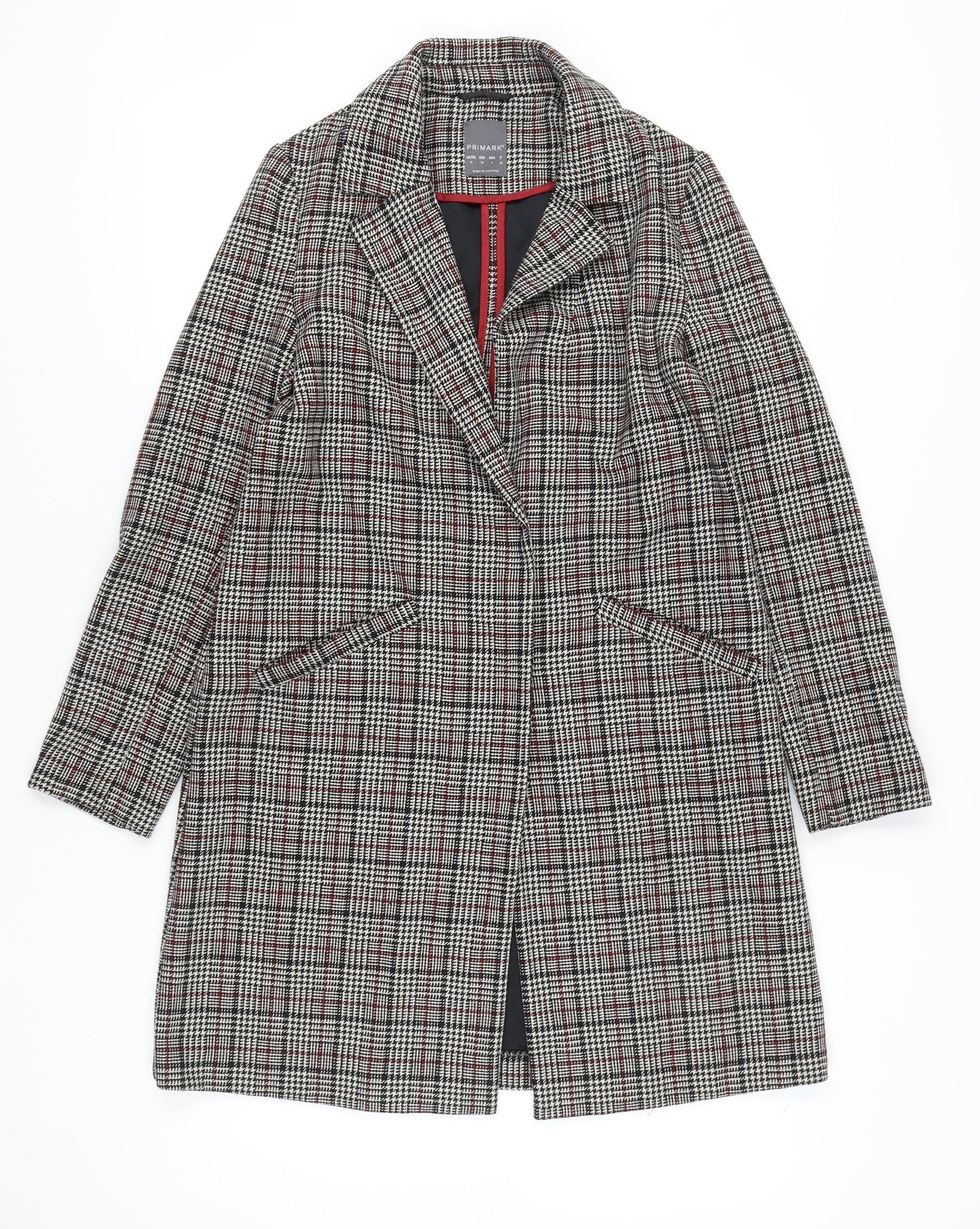 Primark Women’s Multicoloured Checked Mid-Length Overcoat Size 10