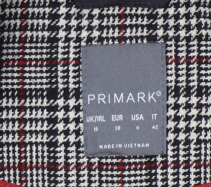 Primark Women’s Multicoloured Checked Mid-Length Overcoat Size 10