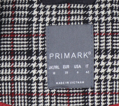 Primark Women’s Multicoloured Checked Mid-Length Overcoat Size 10