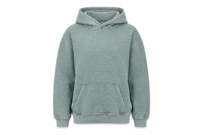 Front view of Vintage Collection women’s green pullover hoodie, size M, wolfsburg graphic