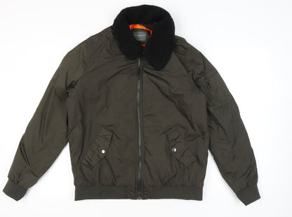 Primark Men’s Green Bomber Jacket L Short Polyester Casual