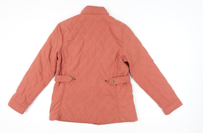 RED Women's Orange Quilted Jacket L Full Zip Pockets Casual