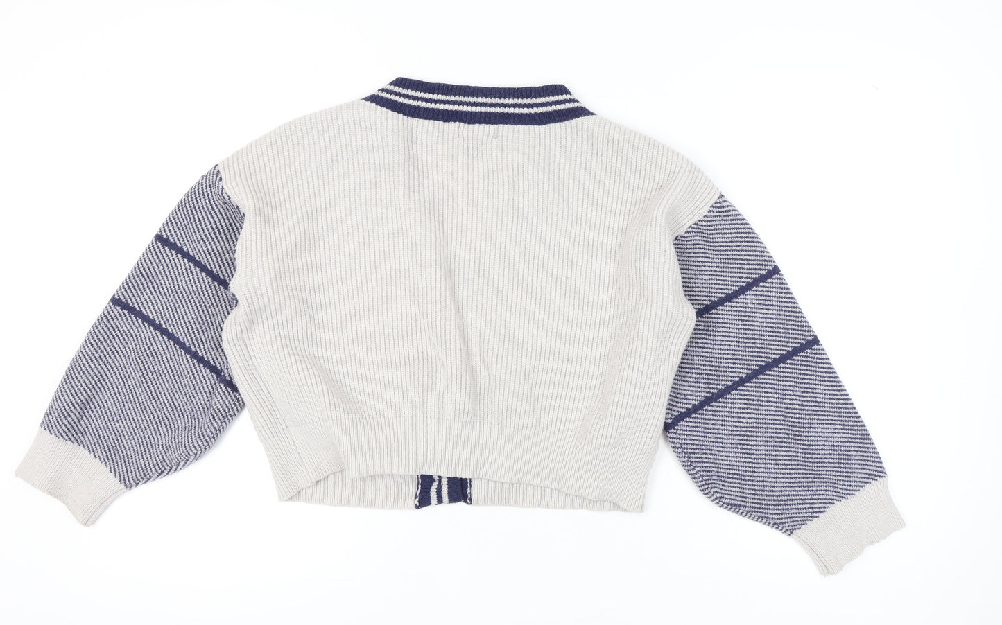CDER Womens Beige Striped Cardigan XL V-Neck Knit Jumper