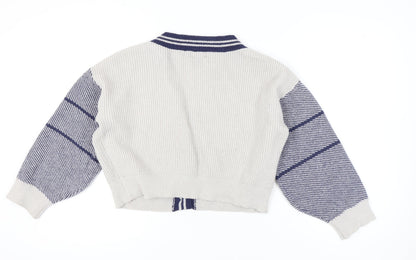 CDER Womens Beige Striped Cardigan XL V-Neck Knit Jumper