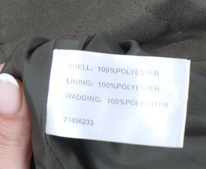 Klass Collection Womens Green Quilted Belted Coat Size 18