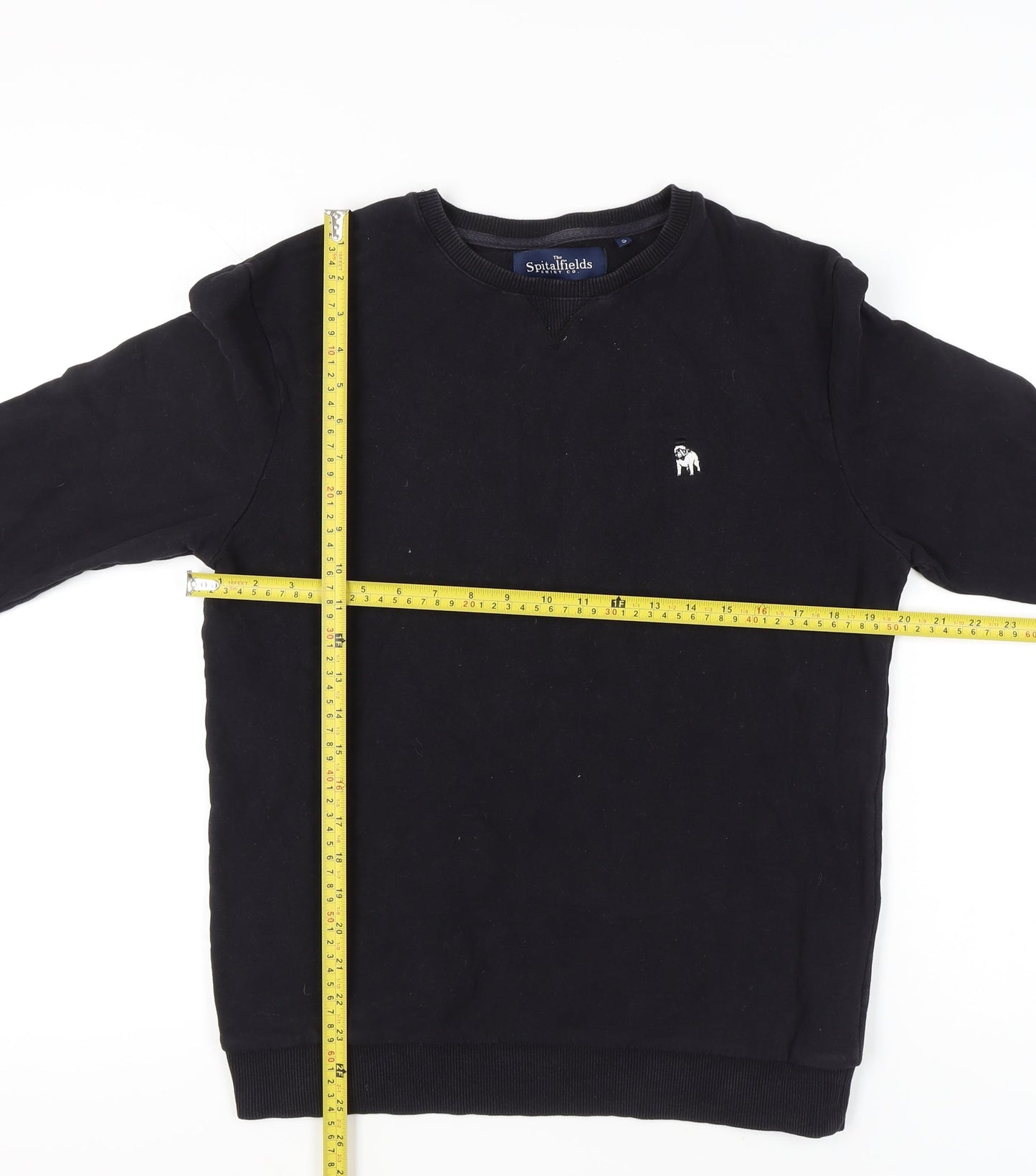Spitalfields Men’s Black Sweatshirt Size S Pullover Crew Neck Cotton