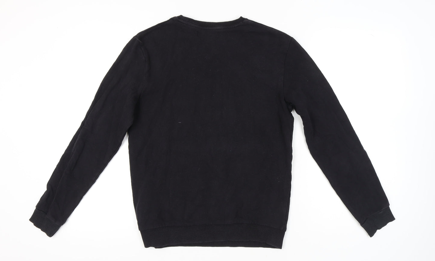 Spitalfields Men’s Black Sweatshirt Size S Pullover Crew Neck Cotton