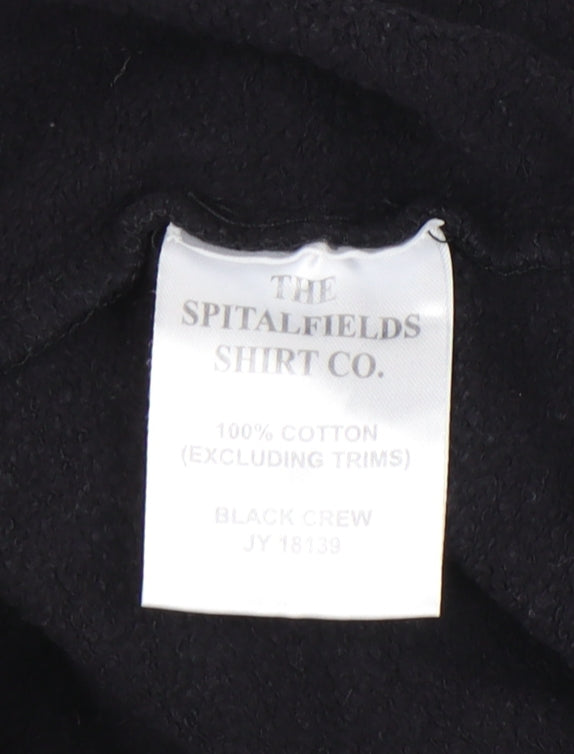Spitalfields Men’s Black Sweatshirt Size S Pullover Crew Neck Cotton