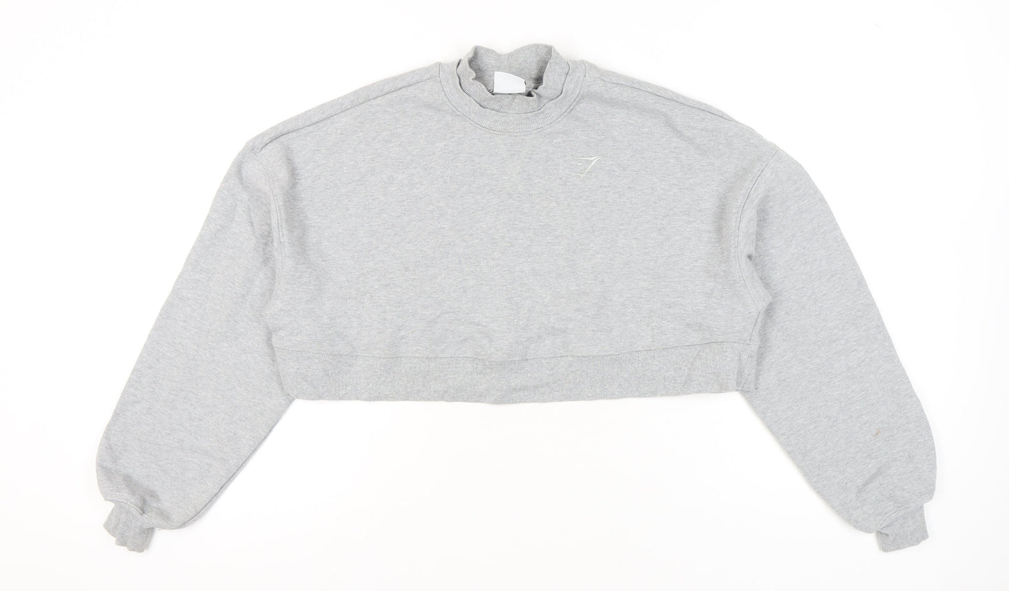 Gymshark Womens Grey Small Cropped Sweatshirt Pullover Regular Fit