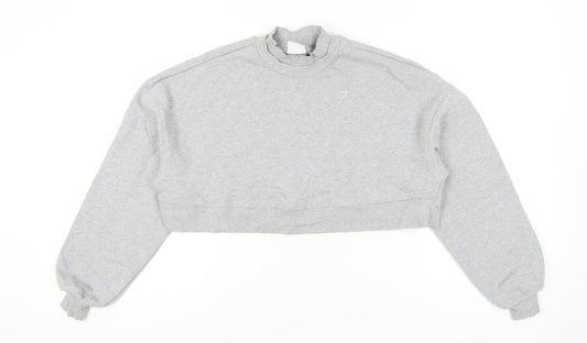 Gymshark Womens Grey Small Cropped Sweatshirt Pullover Regular Fit