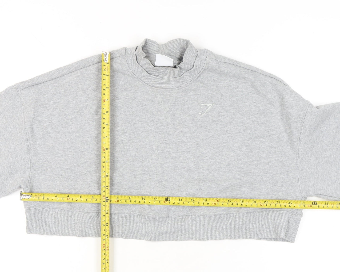 Gymshark Womens Grey Small Cropped Sweatshirt Pullover Regular Fit