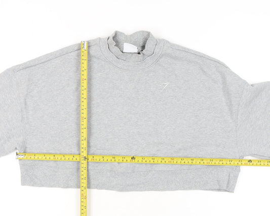 Gymshark Womens Grey Small Cropped Sweatshirt Pullover Regular Fit