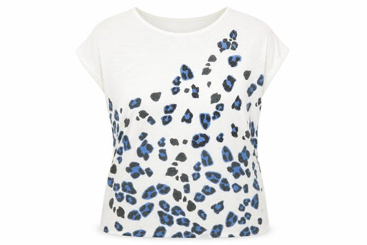 Front view of Roman Women’s White Leopard Print T-Shirt, size UK 16, Casual Spring