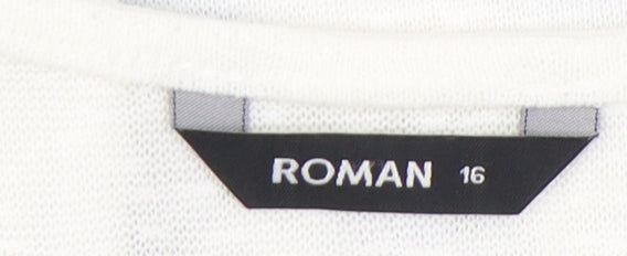 Womens UK Size 16 Roman White Basic T-Shirt
