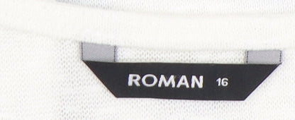 Womens UK Size 16 Roman White Basic T-Shirt