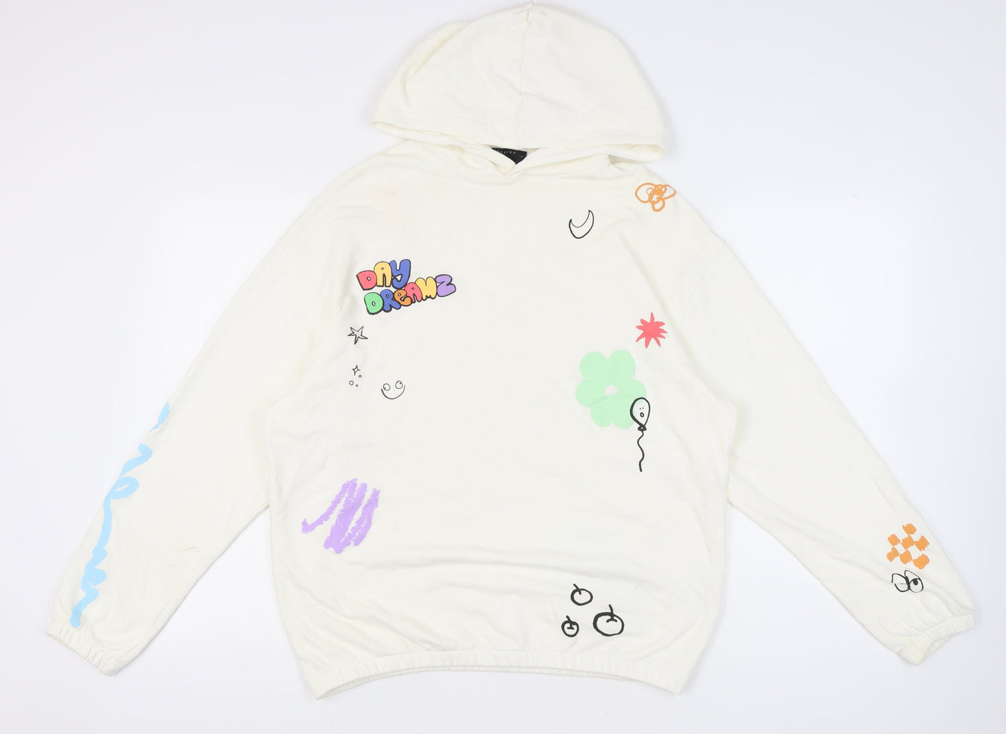 Mens UK Size S ASOS DESIGN White Pullover Hoodie