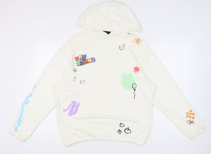 Mens UK Size S ASOS DESIGN White Pullover Hoodie