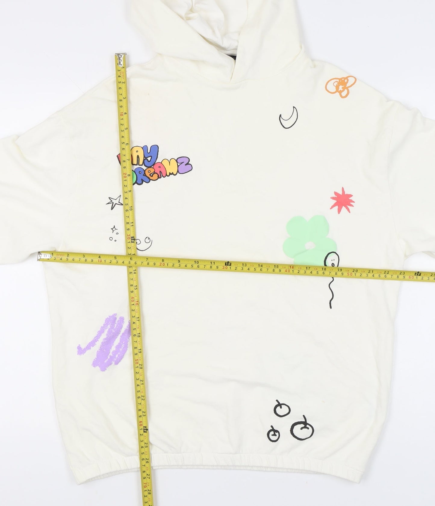 Mens UK Size S ASOS DESIGN White Pullover Hoodie