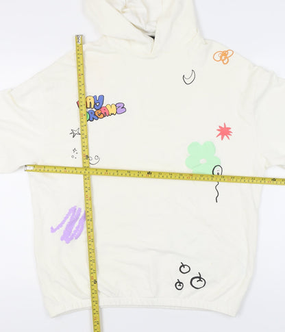 Mens UK Size S ASOS DESIGN White Pullover Hoodie