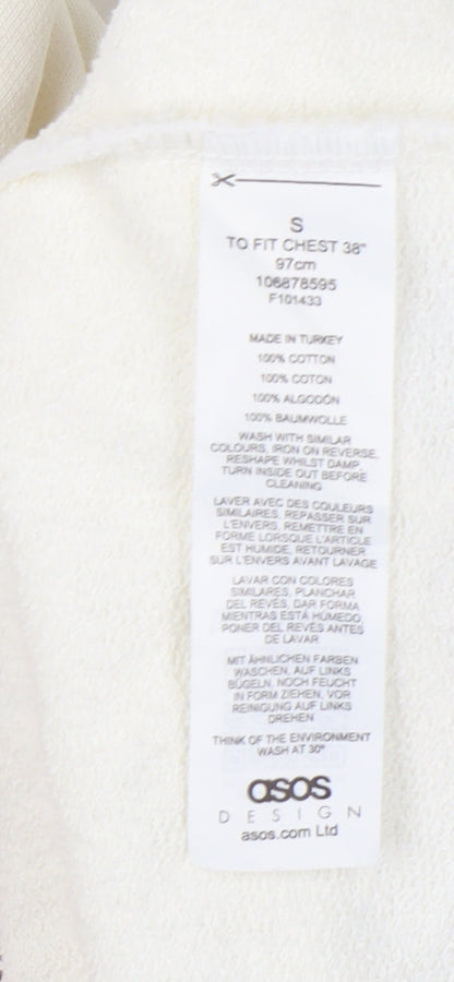 Mens UK Size S ASOS DESIGN White Pullover Hoodie