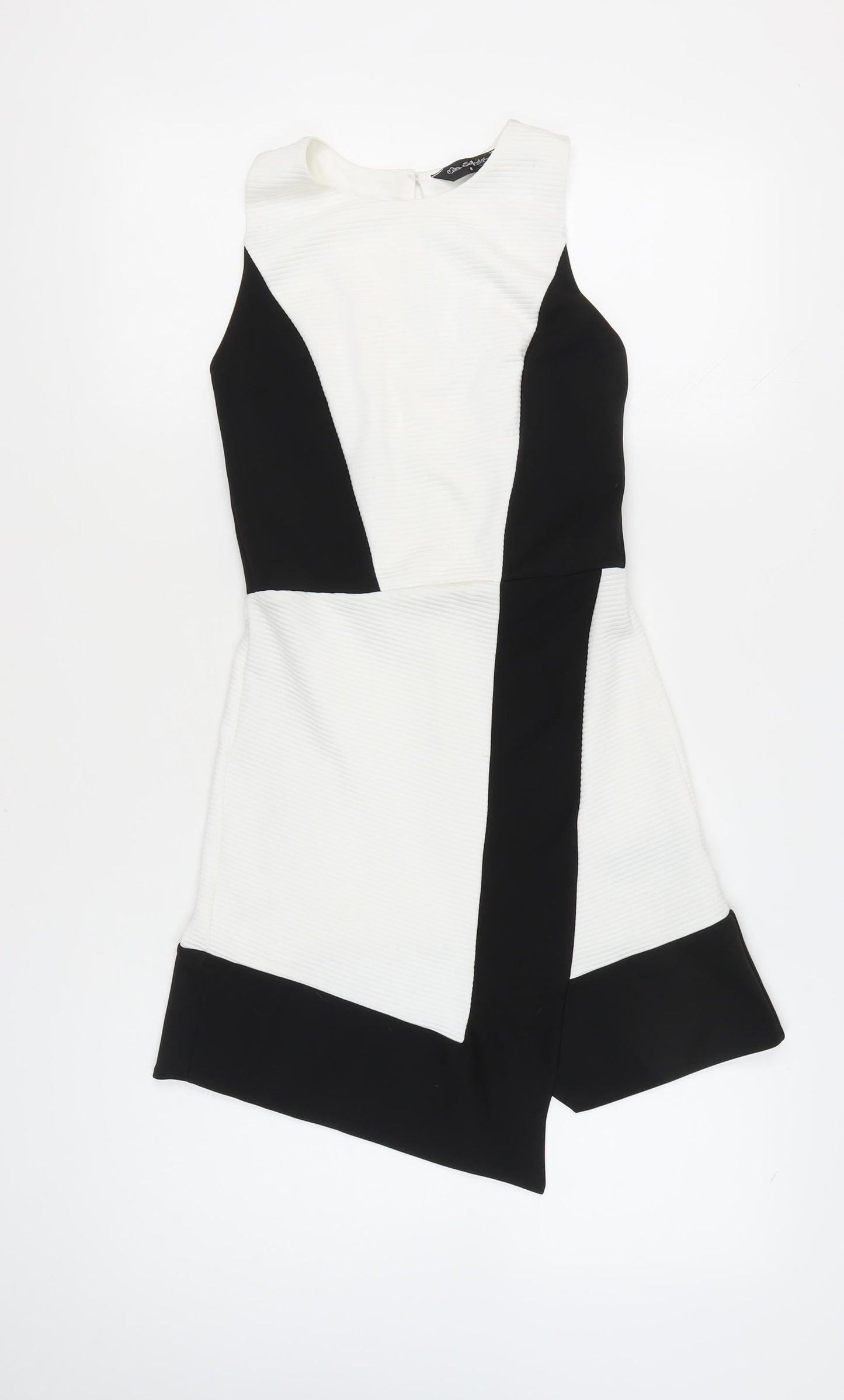 Miss Selfridge Womens Black White Size 8 Bodycon Colourblock Short Dress