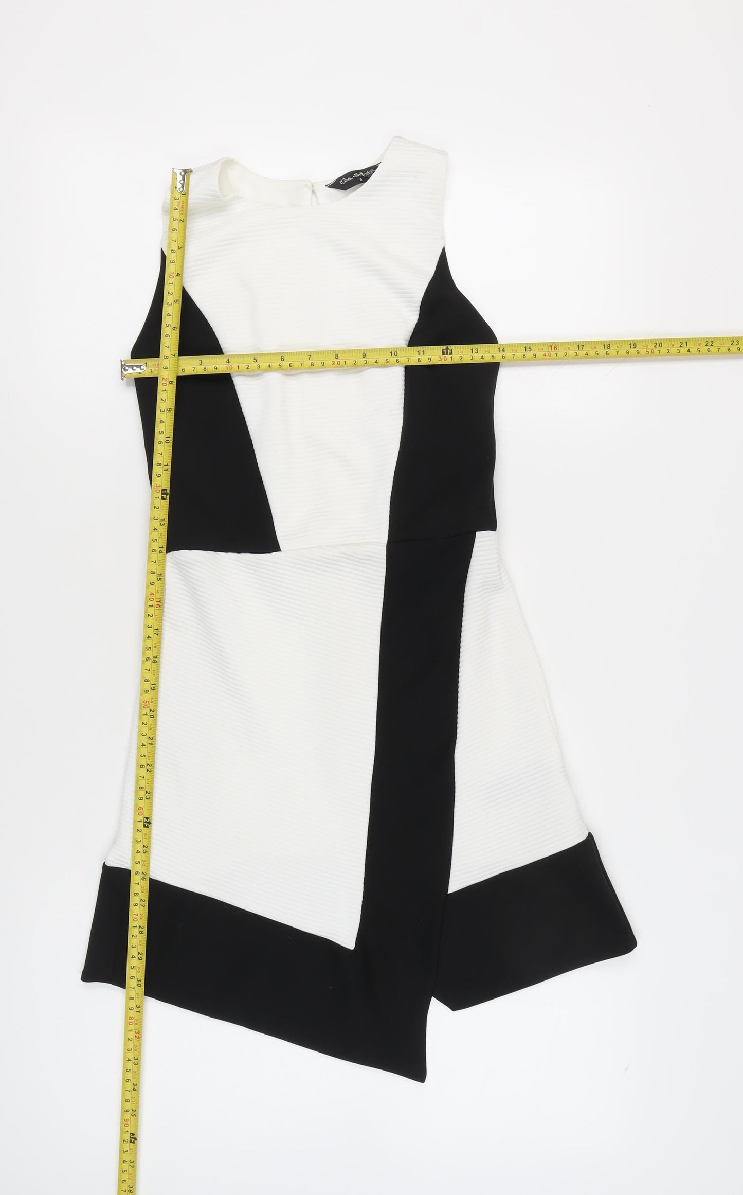 Miss Selfridge Womens Black White Size 8 Bodycon Colourblock Short Dress